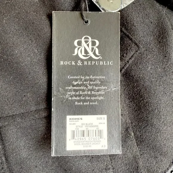 NWT Rock & Republic men’s S wool blend bomber military field jacket Six pockets! - Picture 6 of 7